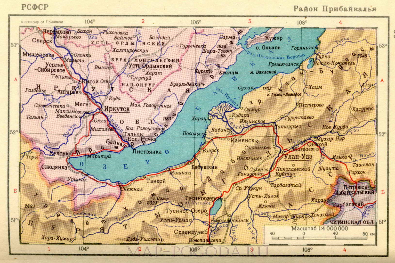 Карта озера байкал с населенными пунктами подробная