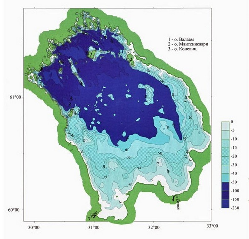 Карта глубин ладоги