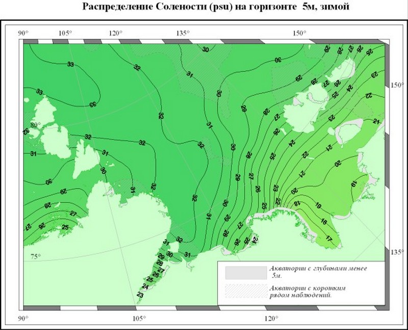 Карта солености морей россии