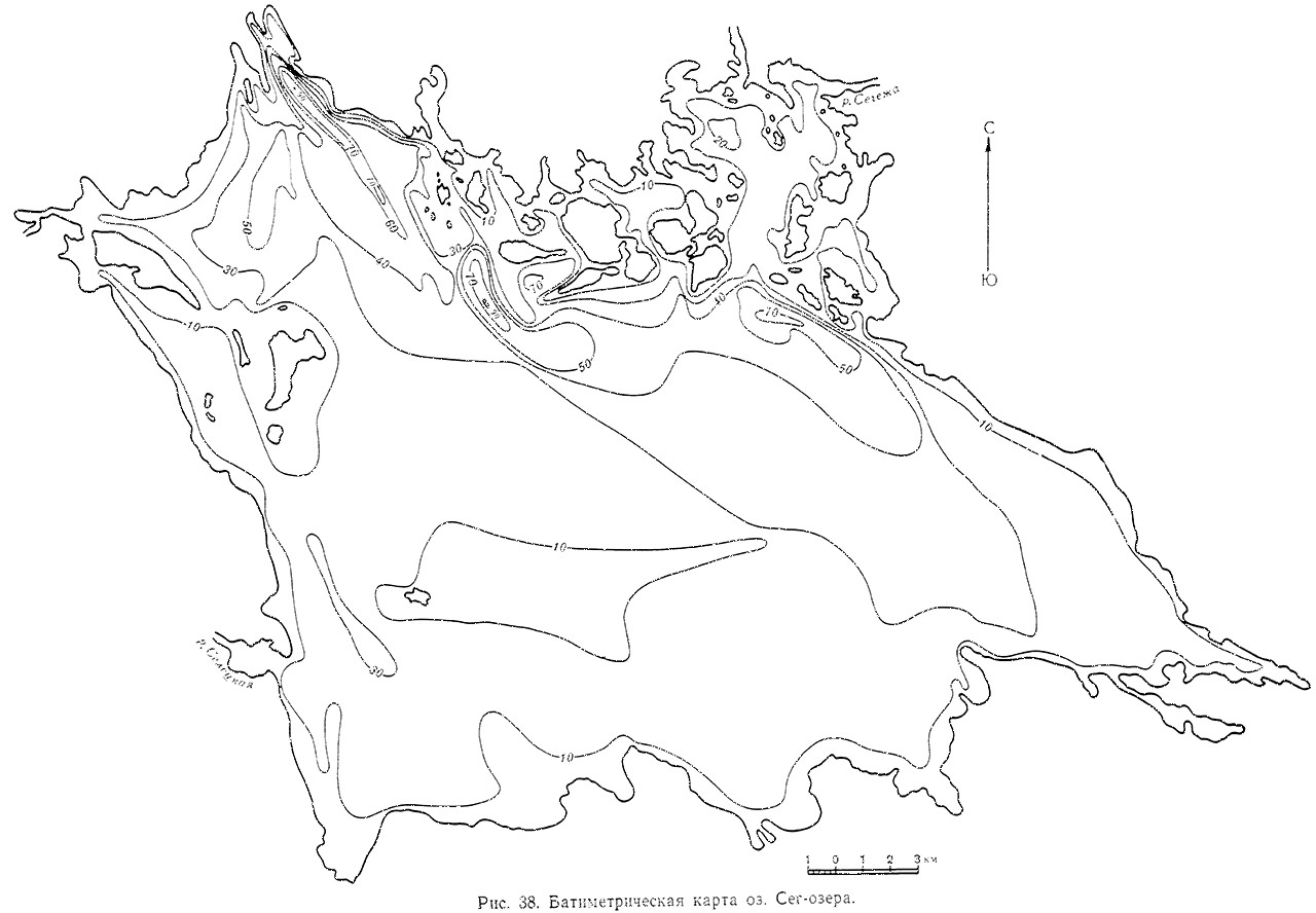 Карта глубин сегозера в карелии