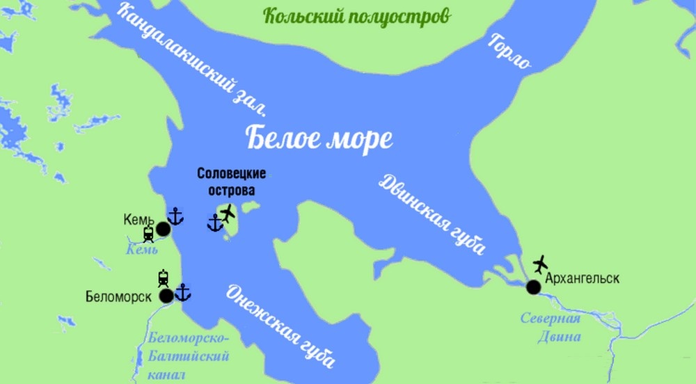 Карта побережья белого моря с городами и поселками подробная